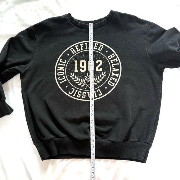 OAK + FORT Iconic 1982 Graphic Oversized Crewneck Size Small Black - Picture 11 of 13